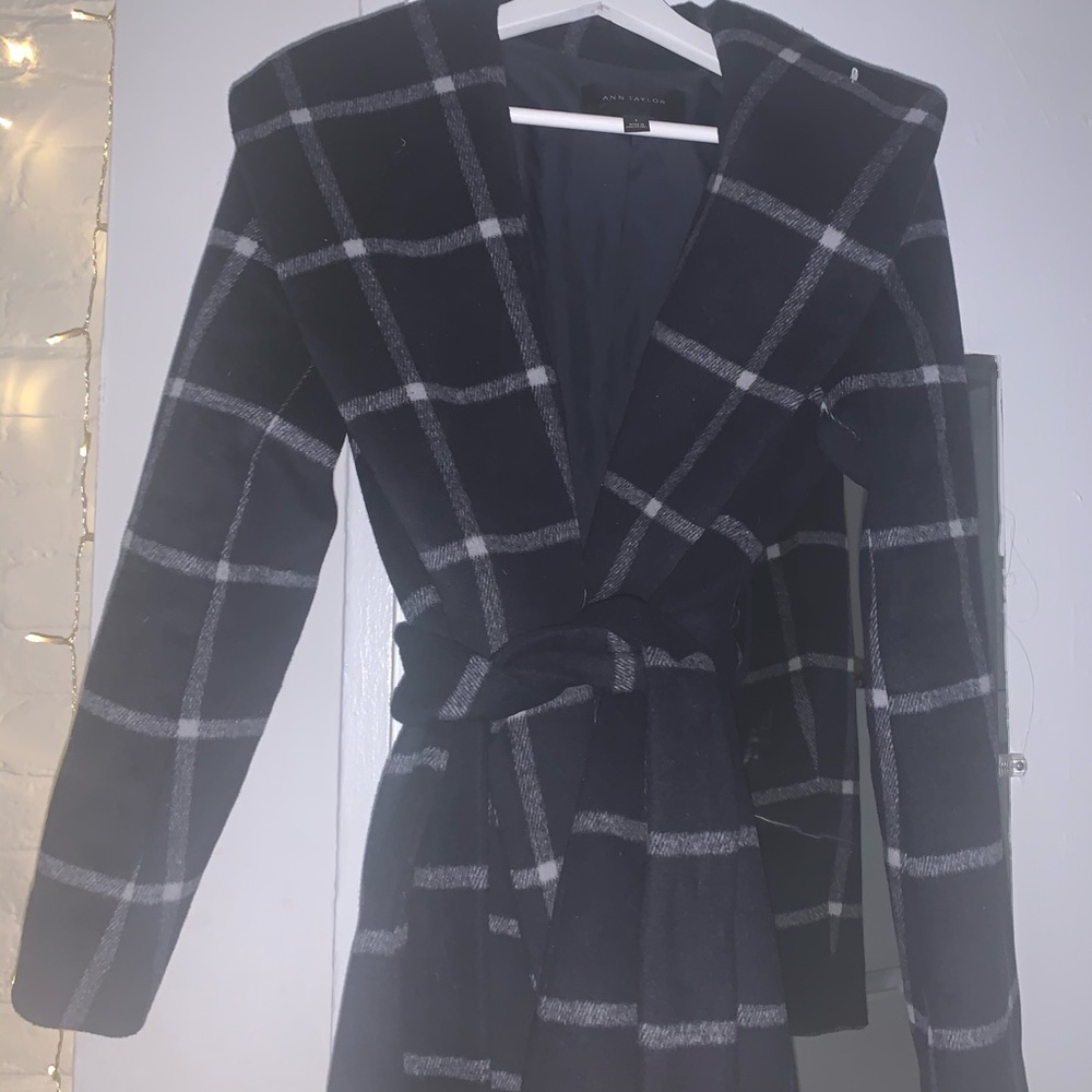 Ann Taylor plaid wool coat